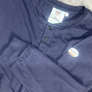 New RASCO FR Men Size XL Flame Resistant Long Sleeve Henley Pocket Tee Black